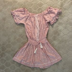 Ocean Drive Pale Pink Paisley Off the Shoulder Smocked Waist Dress, S/M